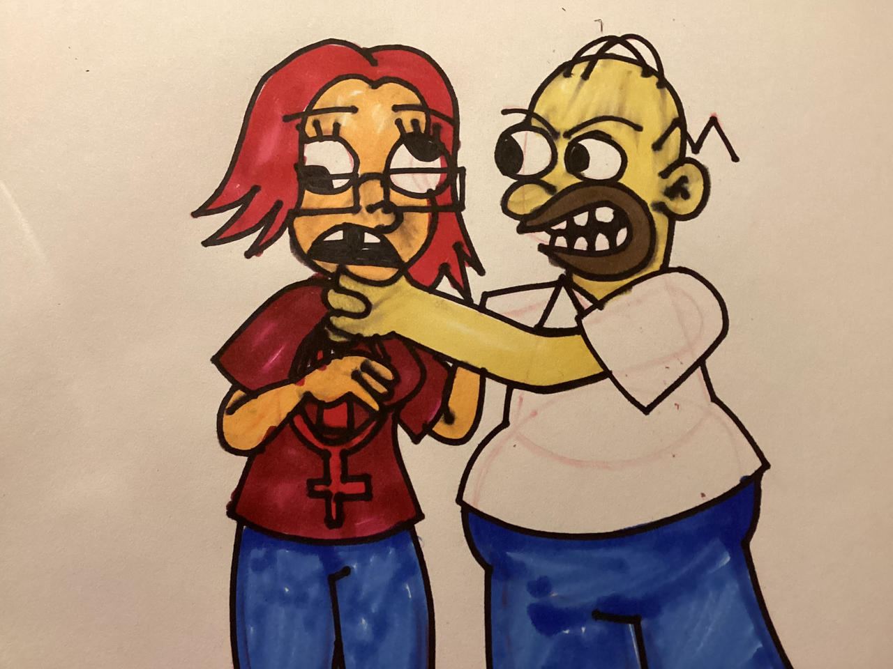 Homer strangling her by toonguy2000 on DeviantArt