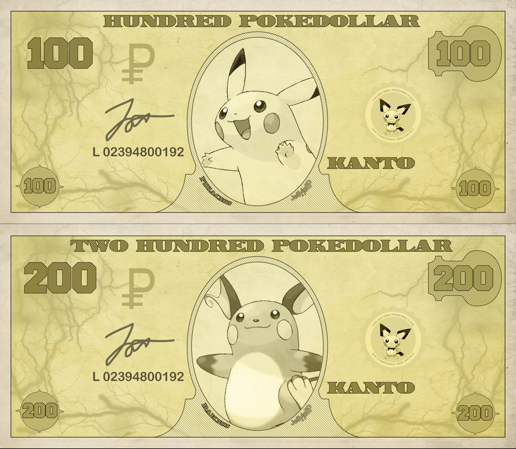 Kanto Pikachu Pokedollar set by Jeffyjeffp on DeviantArt