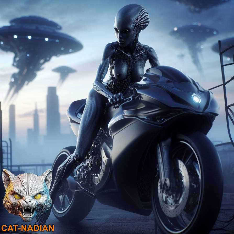 Alien Riding Bronco Female Human Alien Hybrid Riding A Motorcycle001 by CatNadian on DeviantArt
