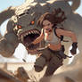 my crazy Lara croft running away