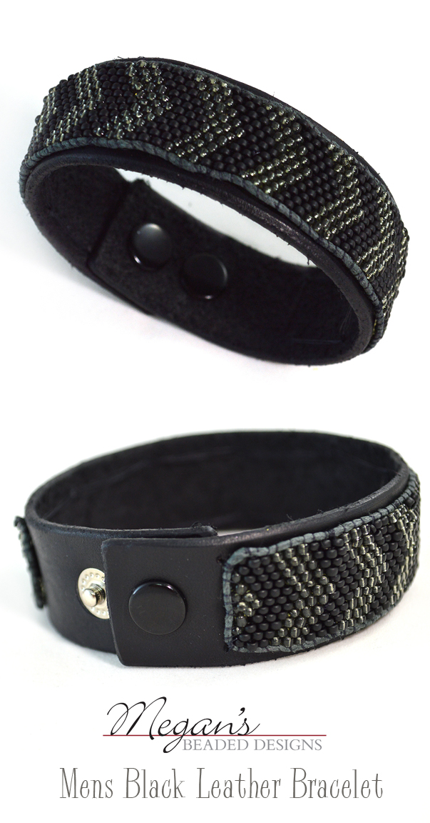 Mens-black-leather-bracelet