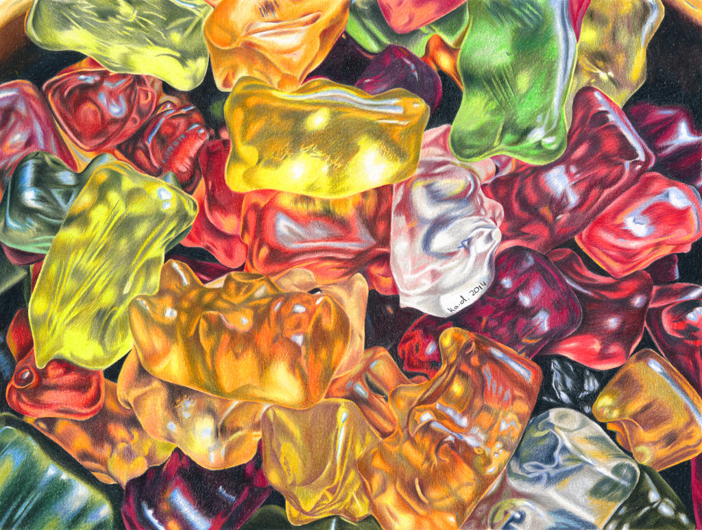 Gummi bears - colored pencil drawing by kad-portraits on DeviantArt.
