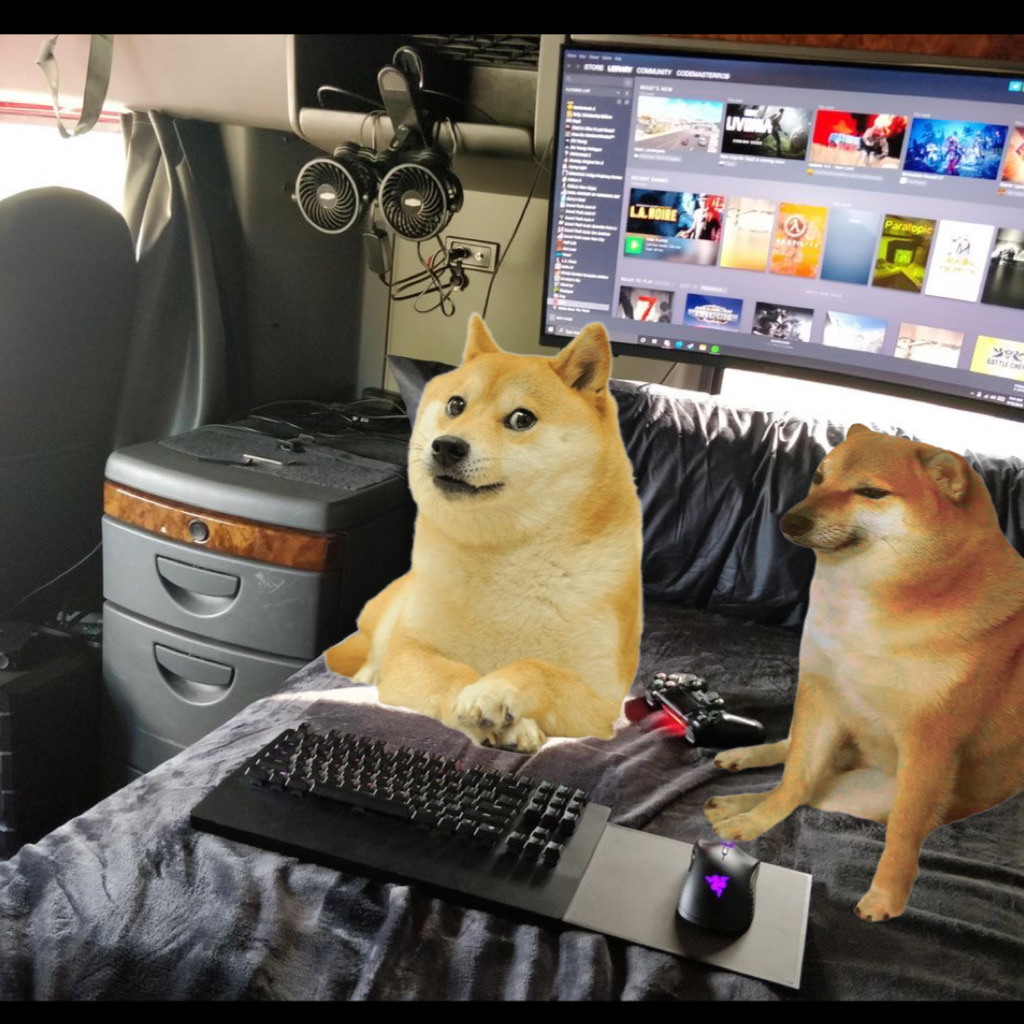 Doge and cheems in a semi truck with a pc by buildmasswithsass on ...