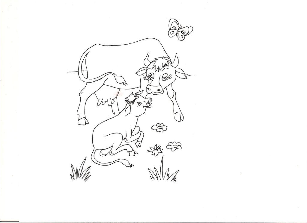 mamma cow with her calf by GreatWhitewolfspirit on DeviantArt