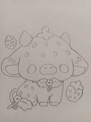 Strawberry cow sketch 