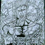 Frankenstein Drawing Inked