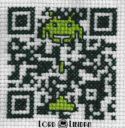 Space Invader QR Code Cross Stitch