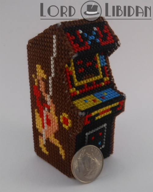 Miniature 3D Joust Arcade Cabinet Cross Stitch