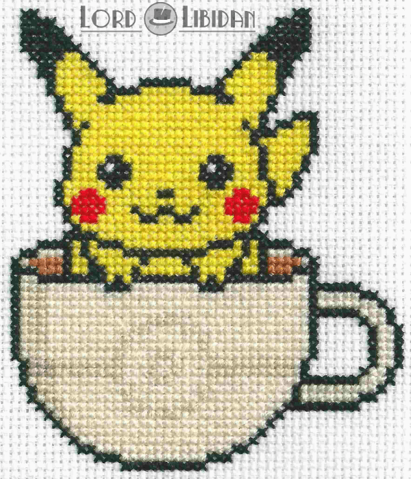 Flying Pikachu from Pokemon Yellow cross stitch by Lil-Samuu