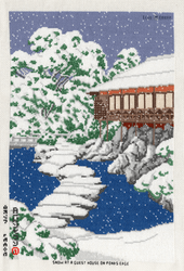 Snow At A Guest House On Ponds Edge Cross Stitch