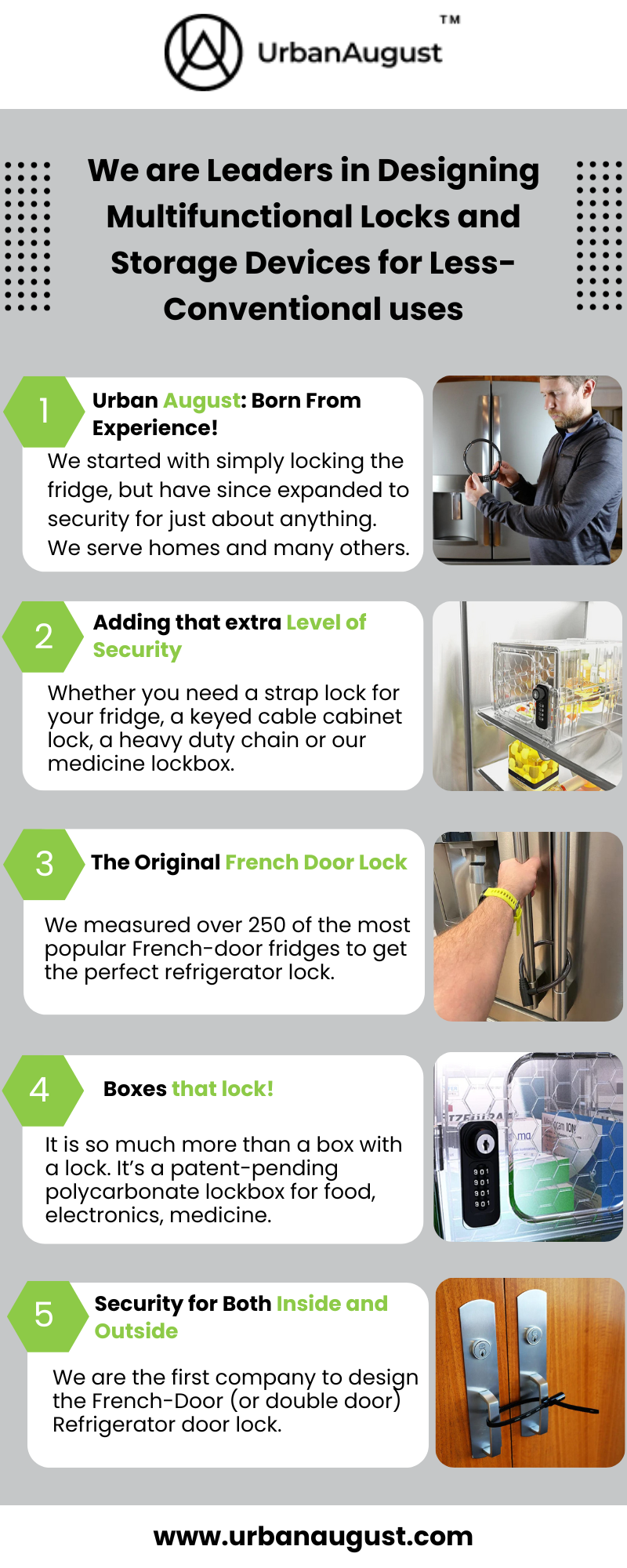 Urban August Cable Combination Lock for French Door Refrigerators