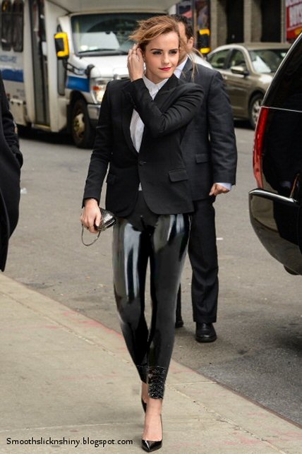 Emma Watson wearing Latex leggings by Andylatex on DeviantArt
