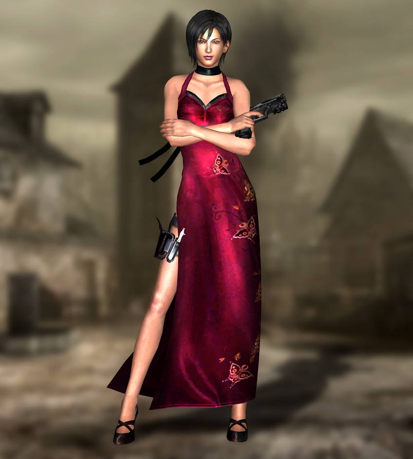 Resident Evil 4 Remake: a cosplay of Ada Wong sharpshooter in a red dress - Aroged