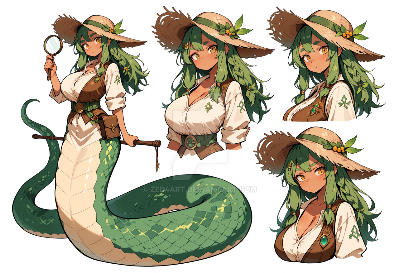 Lamia Female Ranger Character Sheet - Lamia Girl 23042026 18 by Zed4Art on DeviantArt