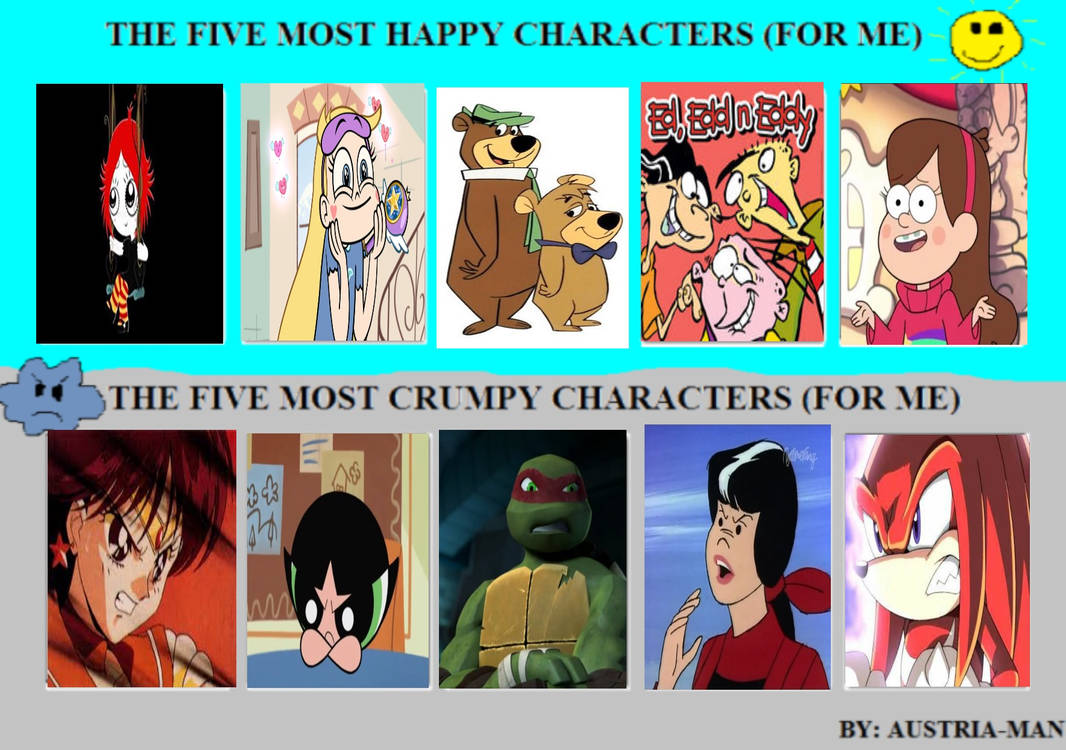Top 5 Most Happy/Grumpy Characters by Eddsworldfangirl97 on DeviantArt