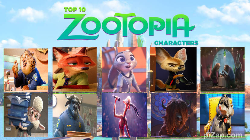 Top 10 Zootopia Characters by Eddsworldfangirl97 on DeviantArt