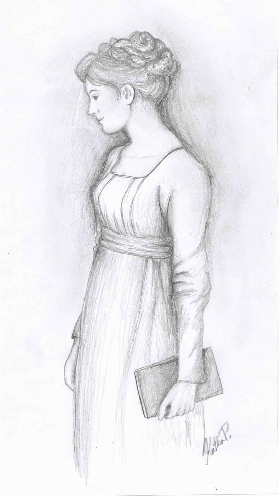 Regency Line Drawing Regency girl by aidinera on DeviantArt
