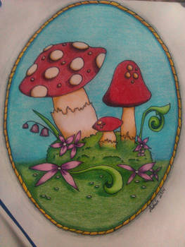 color pencil mushrooms