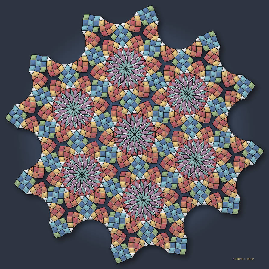 Hexagonal symmetry in rhombic tiling of 24-gons by n-gons on DeviantArt