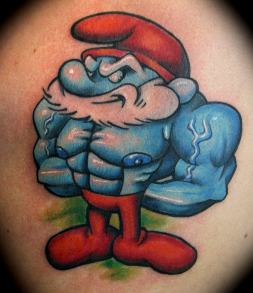 big blue smurf tattooed permanently on some part of the body big blue smurf tattooed permanently on some part of the body