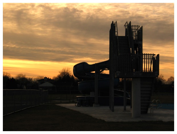 water slide sunset