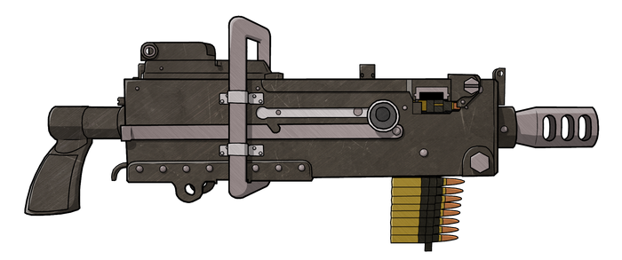 Hand-held Browning M1919 w/ textures