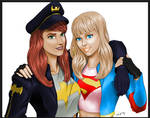 Barbara and Kara, Gotham City Garage by kmkibble75