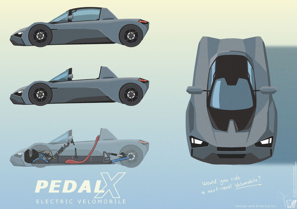 Velomobilebasic Drawing PedalX - The Electric Velomobile Concept 2 by SammfeatBlueheart on ...