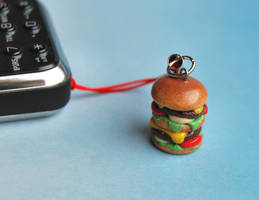 Cheeseburger cell phone charm