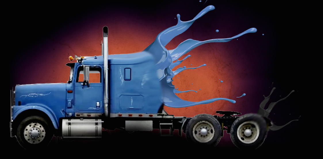 Truck With Paint Splashes And Grungy Papier