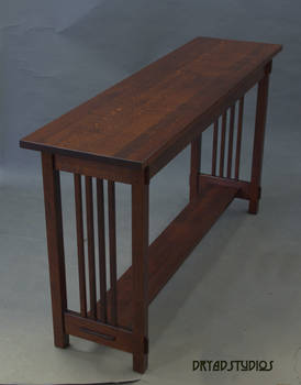 Through tenon spindle sofa table