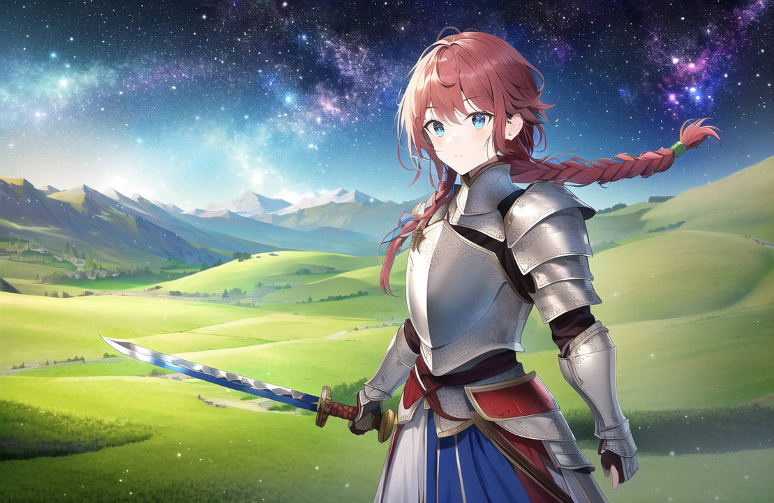 Standing , Blue Eyes , Armor, Red Braided Hair by NuserArt on DeviantArt