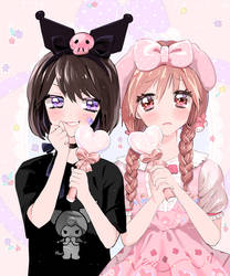 two girl love sanrio characters