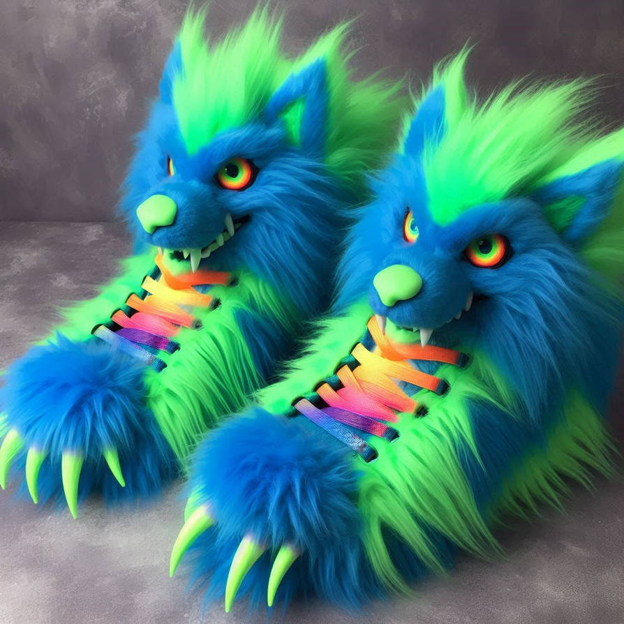 Fuzzy Blue Werewolf Shoes Mockup Prototype by tianaslavrovaporter on ...