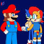 Super Mario and Sally Accorn Shaking hands 