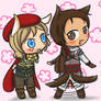 Chibi Bunny Leo and Wolf Ezio