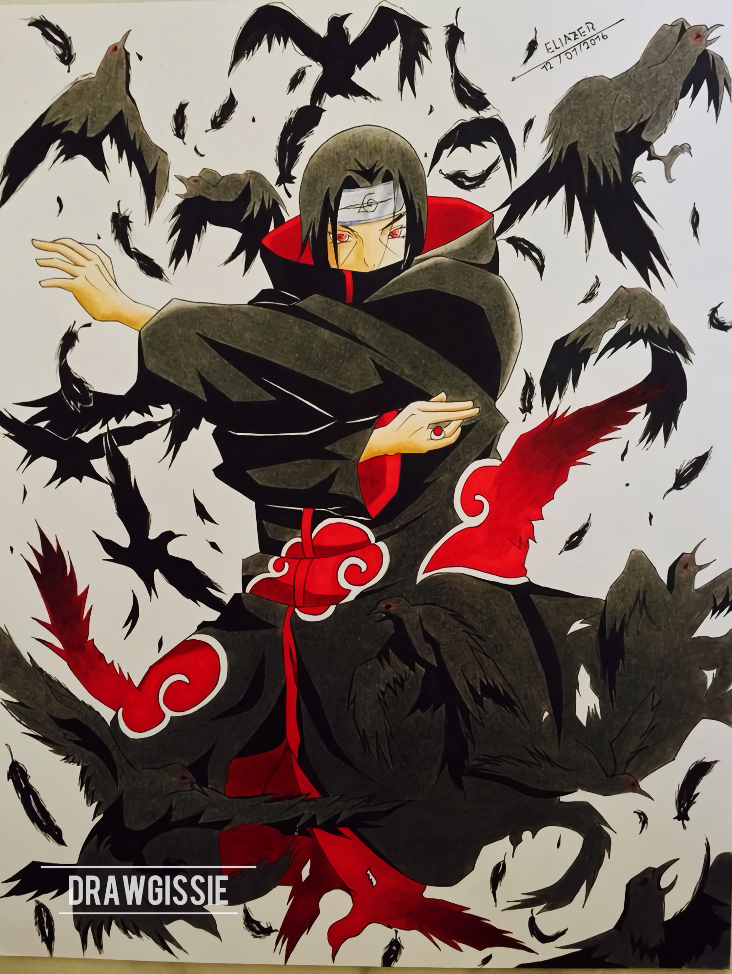 Itachi Using Jutsu Drawing Itachi Uchiha genjutsu art by @drawgissie (Eliazer by Eliazerxart on ...