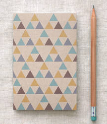 Triangles Mini Journal - Blue Gold Brown