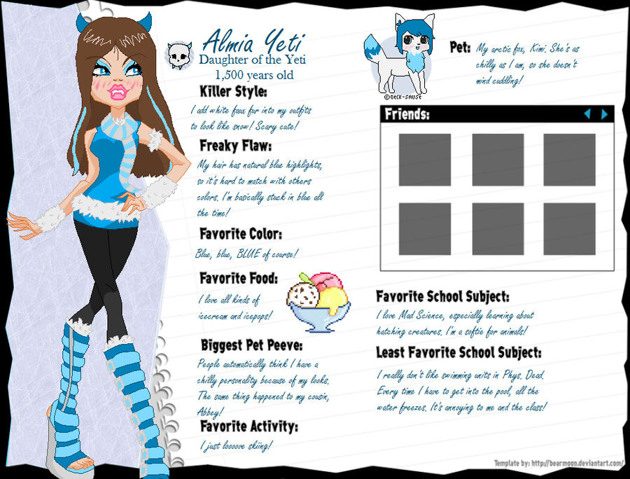 Monster High OC: Almia Yeti Profile by liru-kaulitz on DeviantArt