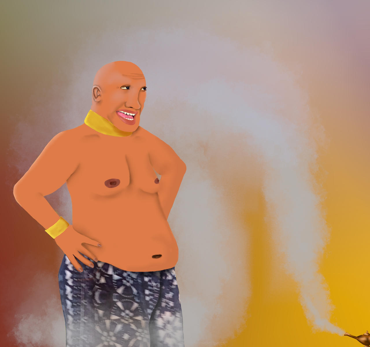 Girthy Grins: the Rotund Genie Unleashed