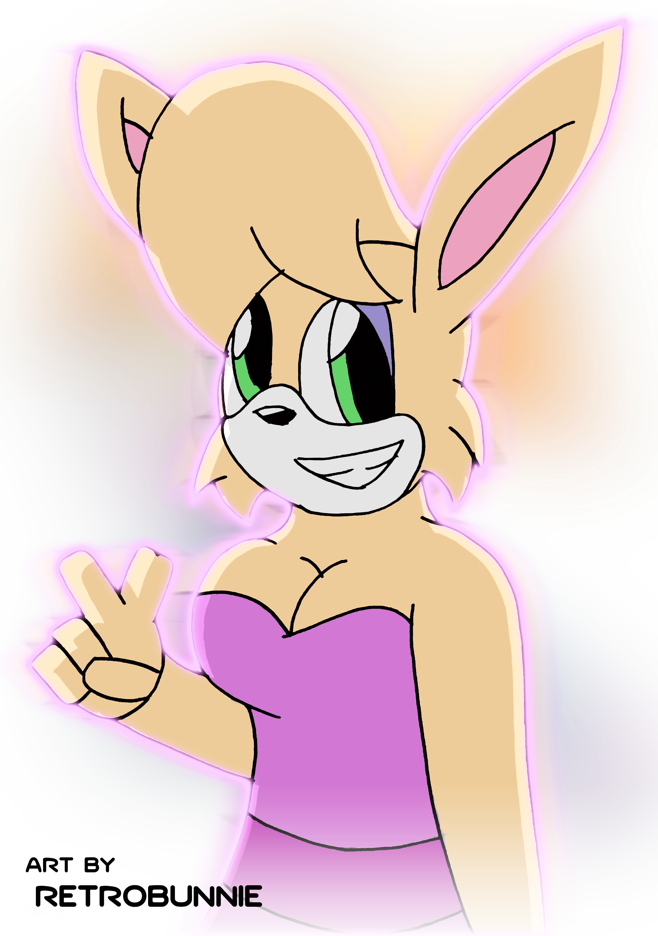 Bunnie Rabbot Digital Drawing - RetroBunnie