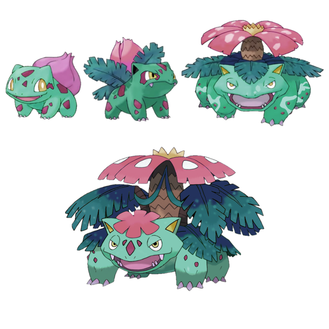 Shiny re-colour: Bulbasaur line (gen 3 forced evo) by ShinyDexProject on  DeviantArt