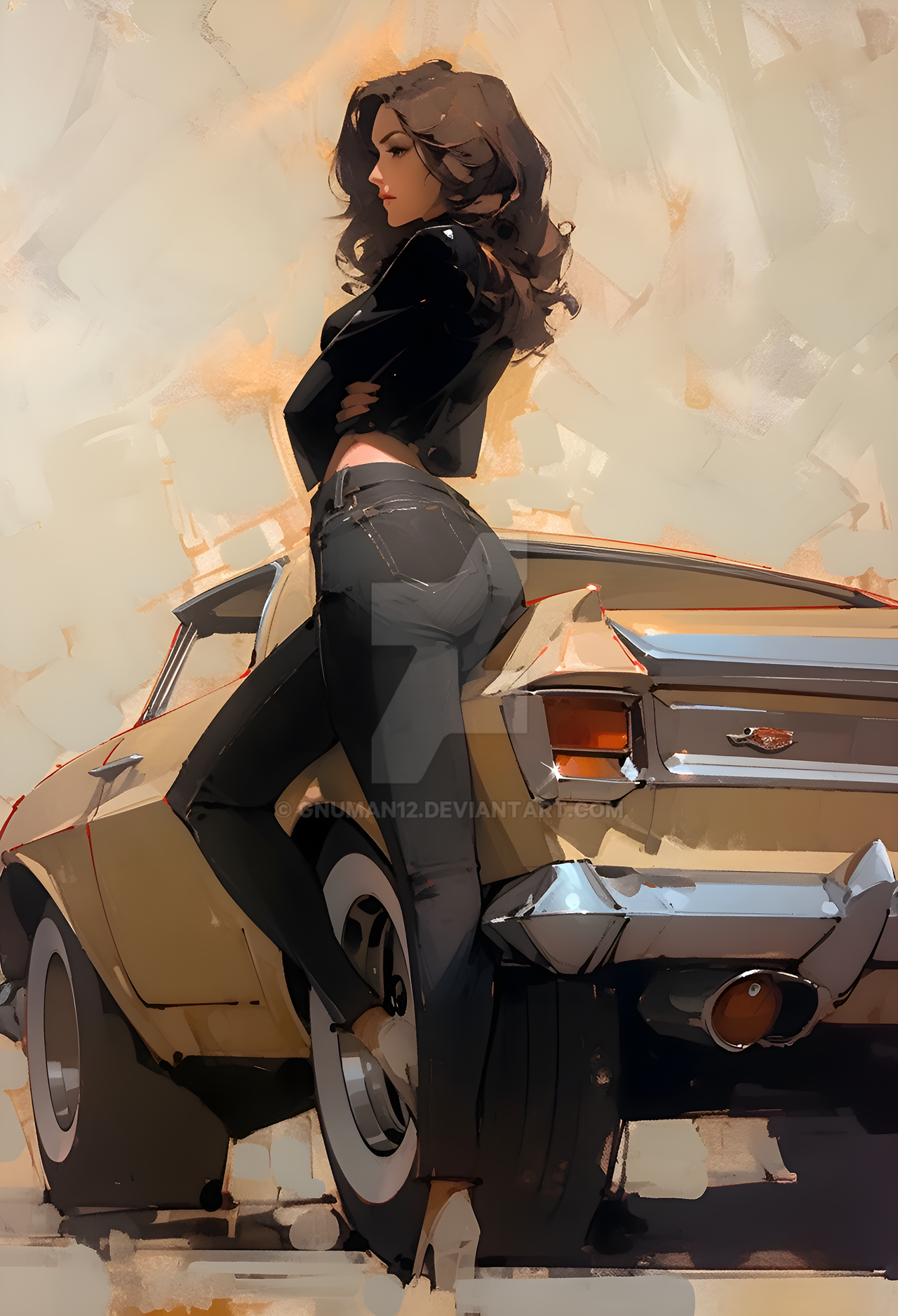 Deviantart Woman Car Brunette And Musclecar by gnuman12 on DeviantArt