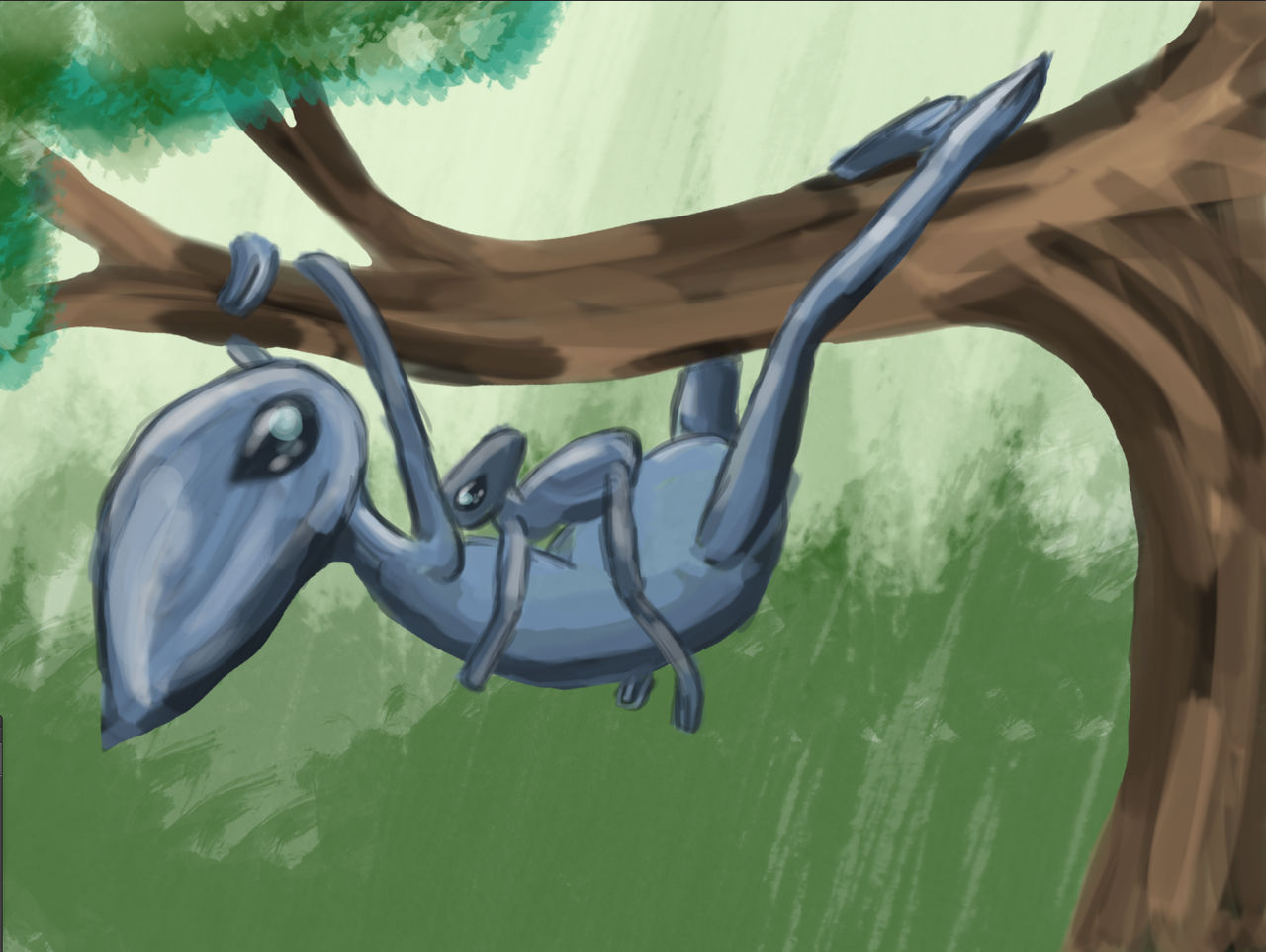 Tree-climbing alien by ilka-eckert on DeviantArt