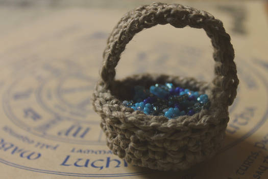 Flower beads in a basket