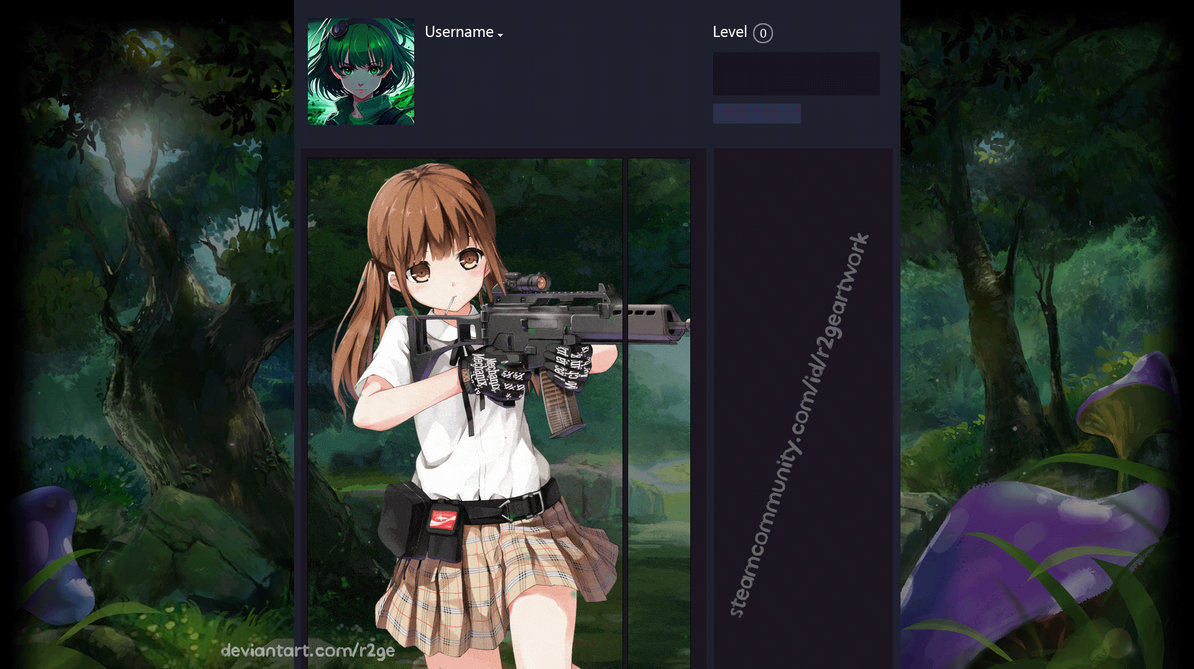 Steam artwork of Anime girl by R2GE on DeviantArt