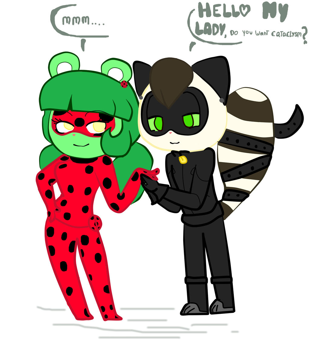 jelly and flippaky as ladybug and chat noir