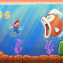 Mario is swimming' with the fishes