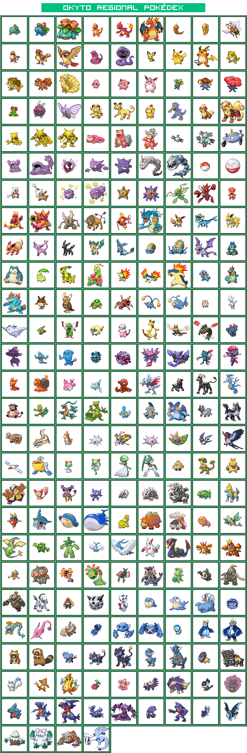 Okyto Regional Pokedex