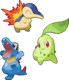 Cyndaquil, Chikorita and Totodile Pixel Over